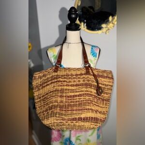 Vintage 90’s Lucky Brand Brown Rattan Jute Tote Bag!